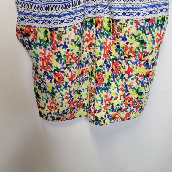 Cabi Small Cruise Fiesta Romper Shorts Tank Top Yellow Blue Red Flowers #5261 - Picture 3 of 8